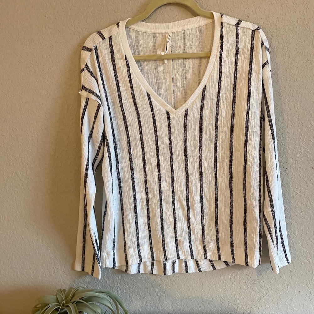 NWOT Anthropologie Black and White Striped Top